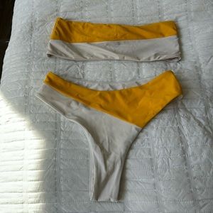 Yellow and white swimsuit